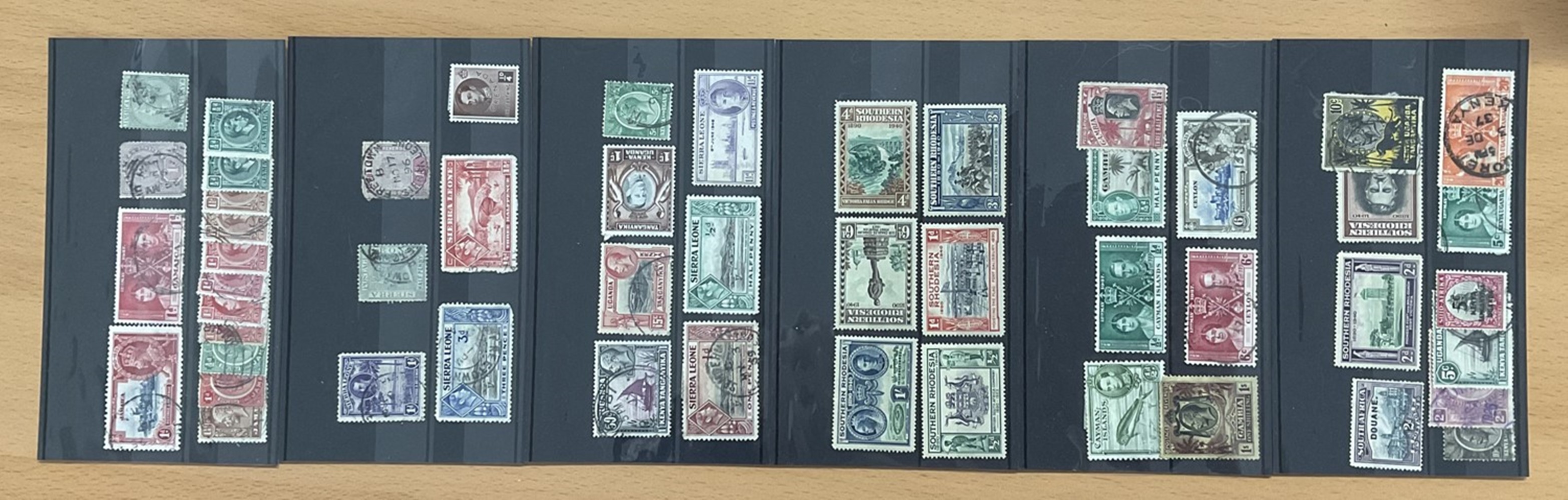 6 BCW Stockcards. Gambia, Southern Rhodesia, Sierra Leone and Jamaica. We combine postage on