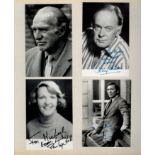 TV Film Music collection of signed photos and cards in old photo album. 12.+ autographs on photos,