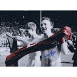 Autographed NOBBY STILES 16 x 12 photo - Colorized, depicting a wonderful image showing the