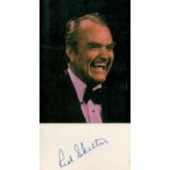 American Comedian Red Skelton Signed Small Signature Piece with Image of Skelton Attached. 5.5 x 3