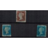 GB Stockcard 1841 1d red (IMP) and 1841 2x 2d blue (IMP).Cat Val 200. We combine postage on multiple