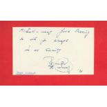 Peter Cushing signed White card to Michael. Good condition. All autographs come with a Certificate