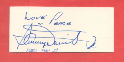 Sammy Davis Jr signed small white card. Good condition. All autographs come with a Certificate of