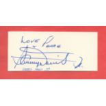 Sammy Davis Jr signed small white card. Good condition. All autographs come with a Certificate of