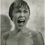 American Actress Janet Leigh Signed 6.5 x 6.5 inch Black and White Card Image. Signed in black
