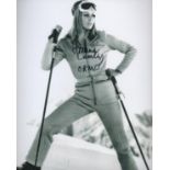 Rare Joanna Lumley signed OHMSS James Bond 10 x 8 inch b/w photo in ski gear on slope. Good