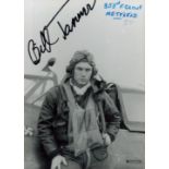 WW2 US fighter ace Bill Tanner signed 5 x 3 inch b/w photo in flying gear. Good condition. All