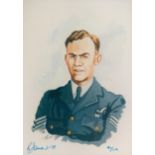 WW2 R James DFM signed 7 x 5 inch colour photo of a portrait painting in RAF Uniform. Good