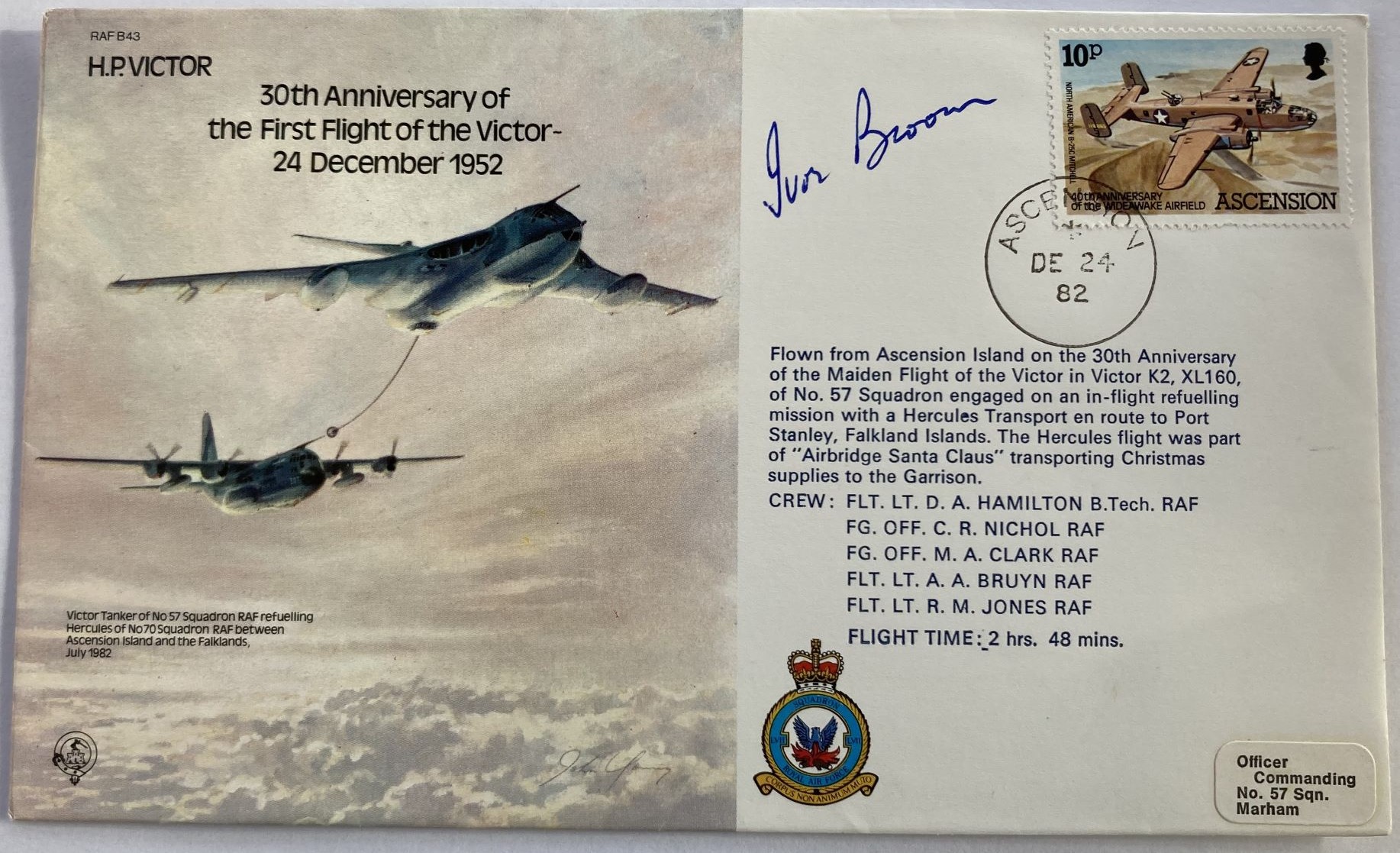 WW2 Air Marshall Ivor Broom DSO DFC AFC signed HP Victor bomber cover. In 1943, he became a