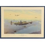 Five Signed Tallboy Raid Colour Print by Aviation Artist Keith Aspinall. Signed in pencil by Nicky