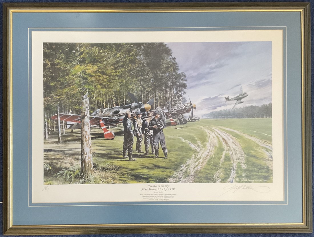 WW2 Signed Geoff Nutkins Colour Print Titled Thunder In The Sky JV44