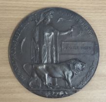 WW1 Death Plaque for Private Albert Edward Ramsbotham of 7th Battalion Royal Fusiliers. Bronze