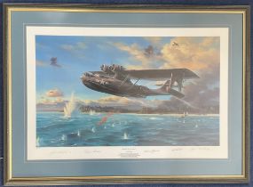 WW2 5 Signed Nicolas Trudgian Colour Print Titled Flight Out Of Hell 30 of 600 Housed in a