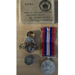 WW2 1939-1945 War Medal Awarded to Nurse Miss E Wallwork. Also A Silver Queens Institute of District