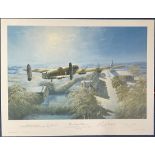 WW2 3 Signed Trevor Lay Colour Print Titled Moonlight Return 310 of 500 Signed by The Artist, Flt