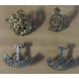 Military Badge Collection of a Pair of T4 North Lancashire Shoulder Badges, WW1 S.A.M.C Badge and