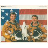 Joe Engle and Richard Truly AUTOPEN signatures on o official vintage NASA crew photo for the