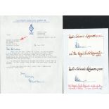 Lieutenant Colonel M B H Ashmore MBE TLS Dated 20 June 1983. 2 Signature Cards Signed inc. Good