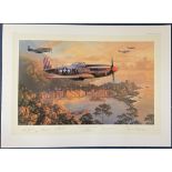 WW2 5 Signed Nicolas Trudgian Colour Print Titled Mustangs Over The Mediterranean Proof Edition 1042