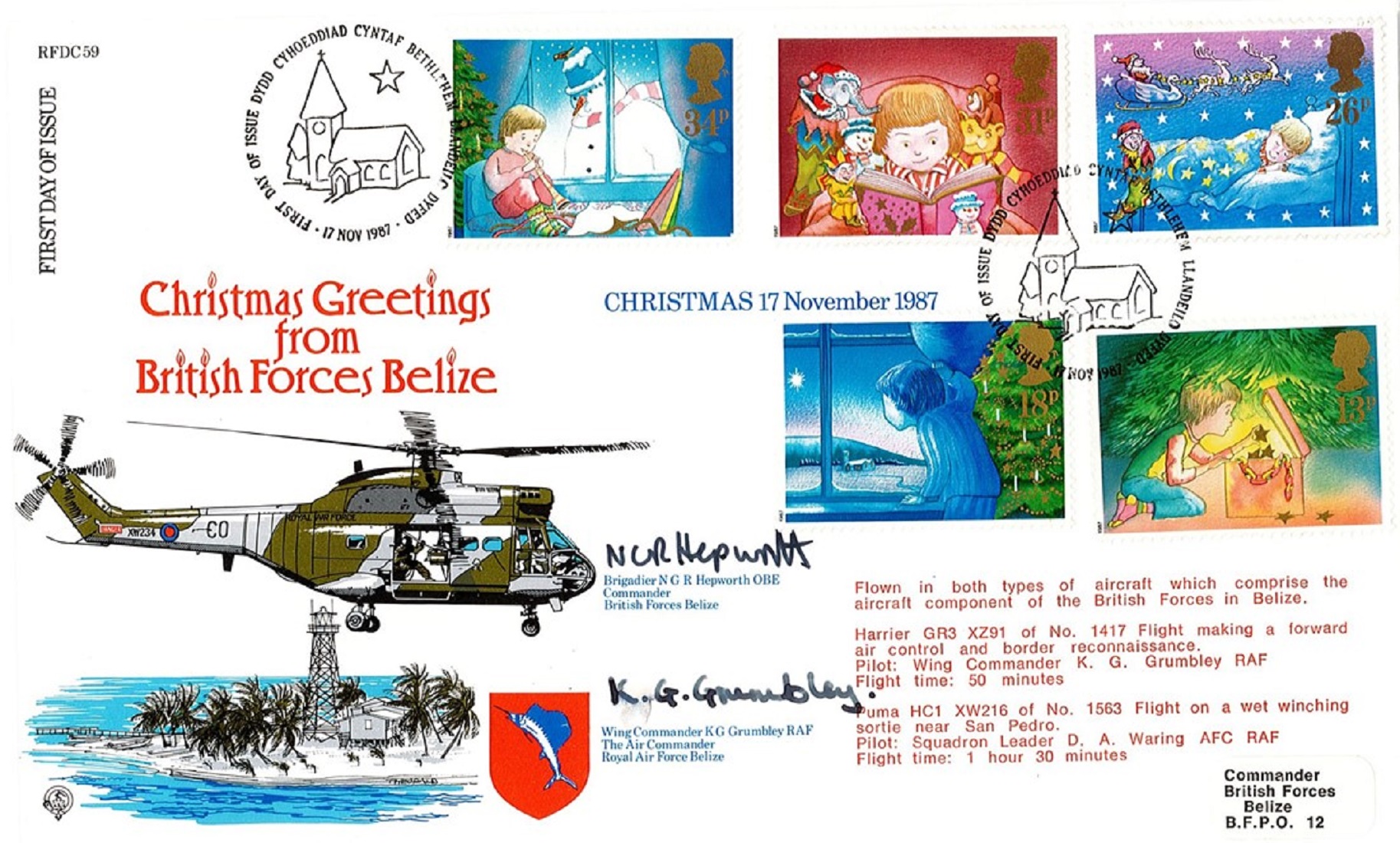 Brigadier NGR Hepworth and Wg Cdr KG Grumbley Signed Christmas Greetings From British Forces
