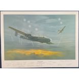 WW2 17 Signed Dive To Port Colour Print by Maurice Gardner. Signed in pencil by Jimmy James, Colin