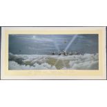 WW2 7 Signed David Bryant Colour Print Titled Through Silken Skies. Signed by Rusty Waughman, WP