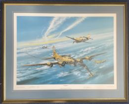 WW2 2 Signed Robert Bailey Colour Print Titled Clash Over Haseleunne! 51 of 600 Housed in a