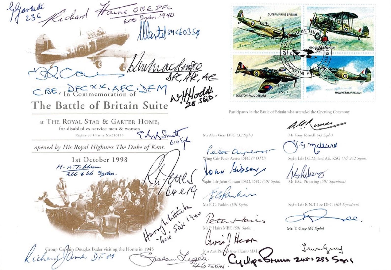 WW2 22 Signed In Commemoration of The Battle of Britain Suite FDC. Signed by Richard Haine, Ken