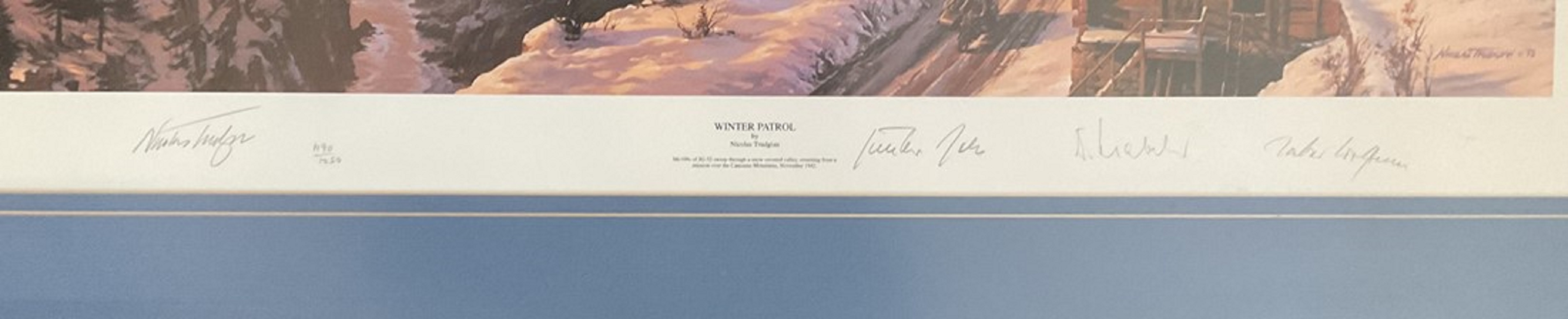 WW2 4 Signed Nicolas Trudgian Colour Print Titled Winter Patrol 1190 of 1250 Housed in a - Image 2 of 2