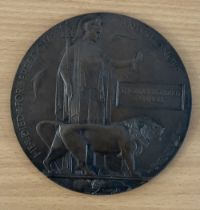 WW1 Death Plaque for Gunner Thomas Edward Fennel of 141st East Ham Regiment. Bronze Plated Plaque
