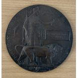 WW1 Death Plaque for Gunner Thomas Edward Fennel of 141st East Ham Regiment. Bronze Plated Plaque