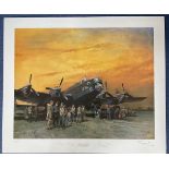 WW2 3 Signed The Last Halifax Colour Print by Terence Cuneo. 553/ 850. Signatures include Arthur T