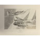 WW2 Bill Reid and Artist Robert Taylor Signed Black and White Print Titled Night Attack by Robert