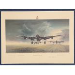 Bill Townsend, George Chalmers, Douglas Webb Signed Dambuster Take Off Colour Print. Further