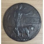 WW1 Death Plaque for Rifleman Clifford Henry Jones of 16th London Regiment, Westminster Rifles.