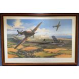 WW2 Colour Print Holding The Line by Nicolas Trudgian Multi Signed by John Peel, John Ellacombe,