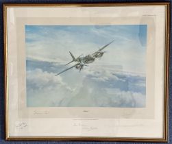 WW2 5 Signed Robert Taylor Colour Print Titled Mosquito. Print Housed in a Frame. Signatures include
