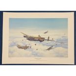 Aviation Artist Keith Aspinall Signed Encounter Over Witten Colour Print by Aspinall. 171/200.