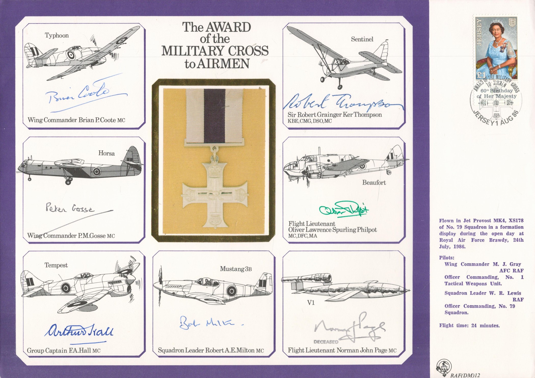 WW2 multisigned DM cover The Award of the Military Cross to Airmen signed by W. Comm Brian. P.