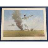 Sqn Ldr ED Glaser and Gerald Coulson Signed Manston, 12th August 1940 Colour Print by Gerald