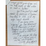 WW2 RAF Battle of Britain Pilot Roy McGowan Handwritten, Hand signed Letter Dated 21/8/05.