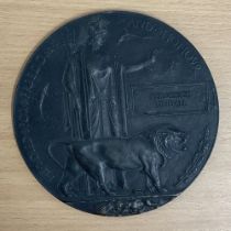 WW1 Death Plaque for Private Frederick Tindall of 1st/4th Battalion of York and Lancaster