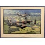 WW2 7 Dambusters Signed 18x12 inch Colour Lancaster Photo, Mounted to an overall size of 21x14