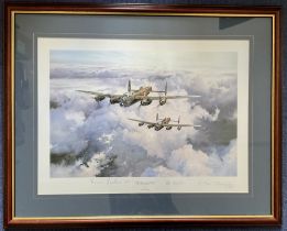 WW2 Colour Print The Lancaster VCs by Robert Taylor Multi Signed by Norman Jackson VC, Bill Reid VC,