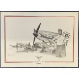 WW2 Signed Print H J Jacksaw Colour Print Titled Oblt Gunter Rall 88 of 500 Signed by The Artist,