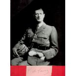 WWII Charles De Gaulle signed clipped signature piece approx 3x1 inches with 10x8 black and white