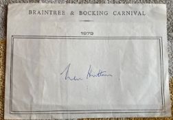 Cricket Legend Len Hutton signed white page, large autograph. Good Condition. All autographs come
