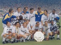 Autographed Leeds United 8 X 6 Photo - Col, Depicting A Superb Image Showing Leeds United Players