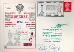 Charlie George signed Champions of Champions Arsenal v Stomgodset Drammen 1970-71 European Cup