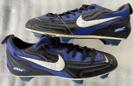 Teddy Sheringham signed pair of Black Nike Air football boots, both signed. Good Condition. All